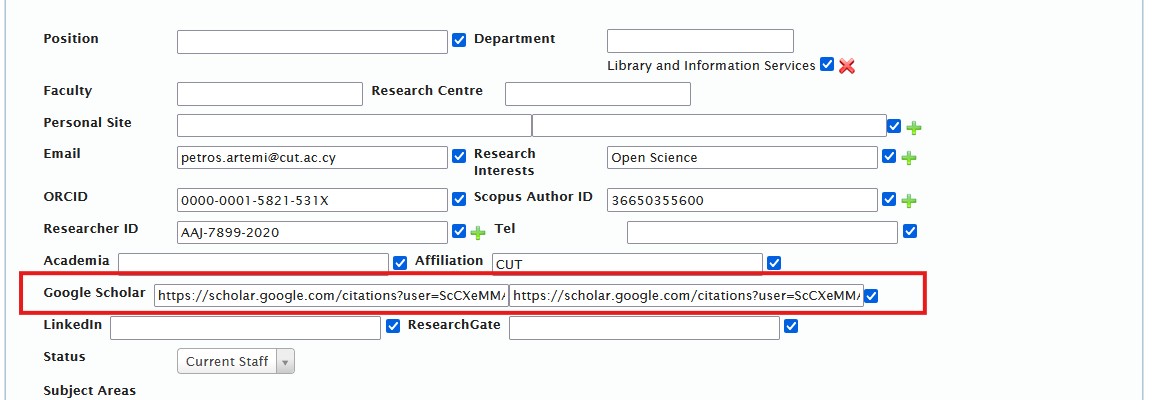 Edit Google Scholar